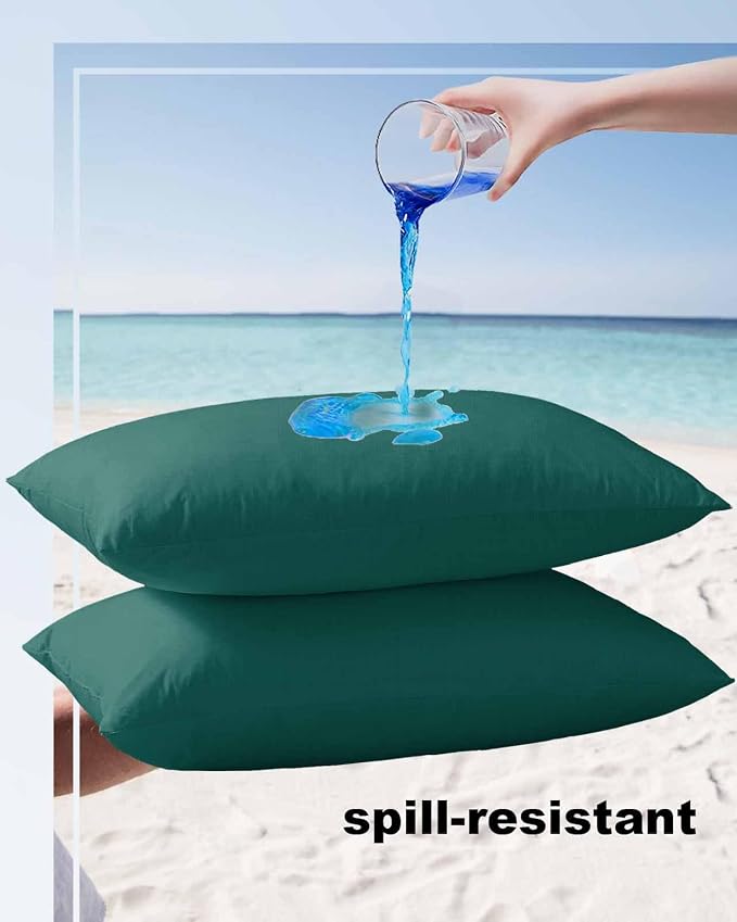 Outdoor Waterproof Throw Pillow Covers Set of 2 Aventurine Green Lumbar Pillowcases 20x12 Inches Simple Style Patio Decorative Pillows Cushion Case Patio Pillows for Couch Bed Chair Garden