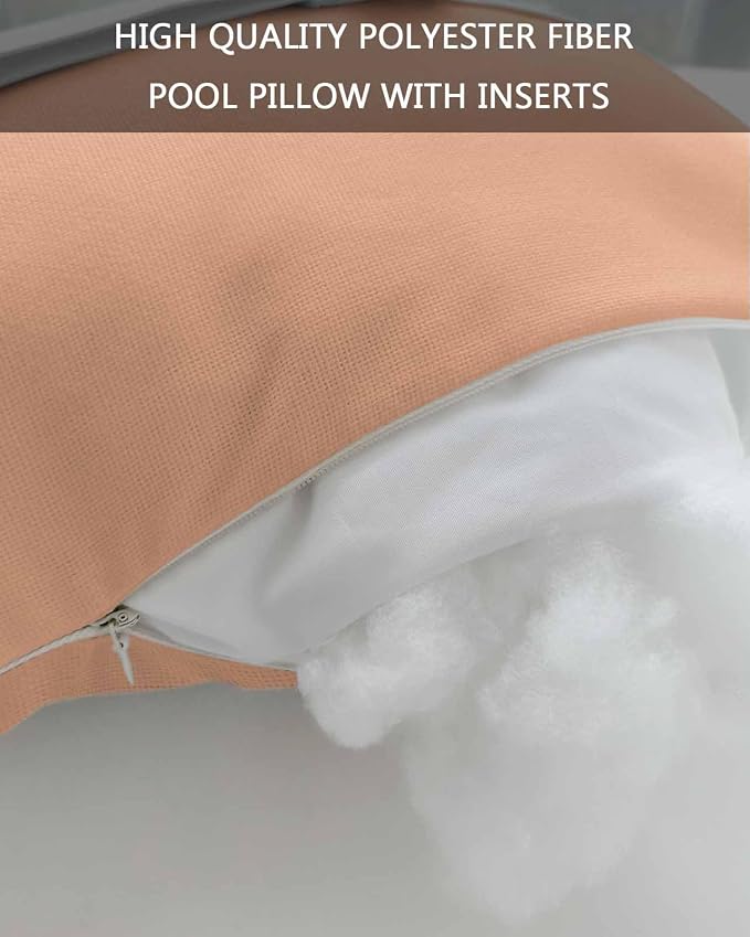 Outdoor Waterproof Lumbar Pillow Peach Fuzz Pink Waterproof Headrest Pillow Lumbar Pillows with Insert & Adjustable Elastic Strap Simple Style Pillows for Patio Beach Pool Chaise Chair 1 Pack 11x16