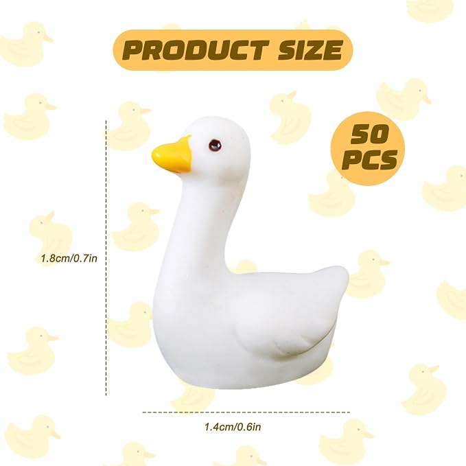 50pcs Mini Gooses Resin Animal Figurines - Handcrafted Small Desk Goose Decor for DIY Crafts, Micro Landscape Ornaments, Aquarium Potted Ornament,Miniature Geese Animal Statues to Hide
