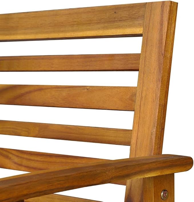 4-Piece Brown Acacia Wood Outdoor Dining Set | Includes a rectangular table, one bench, and two chairs, providing rustic seating for balconies, patios, and terraces.