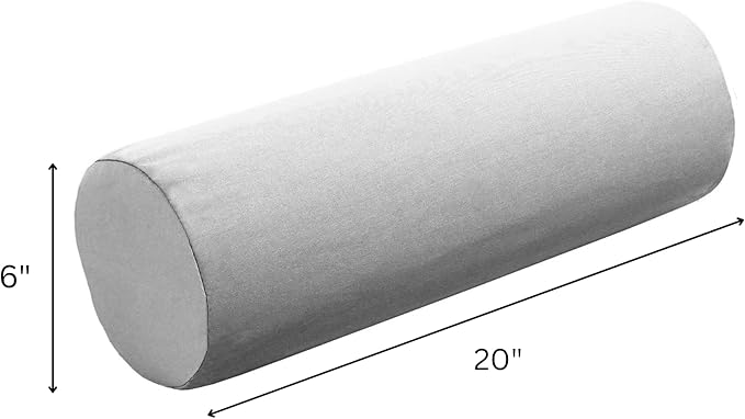 Cushion Source 20" x 6" Sunbrella Bolster Pillow, Indoor/Outdoor Decorative Support Pillow, Fade and Water Resistant, Sunbrella Canvas White