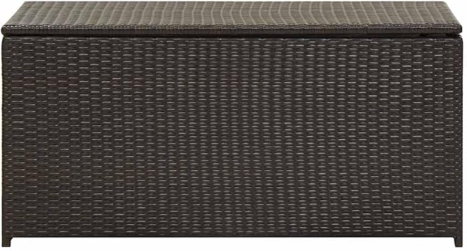 Outdoor Storage Box, Patio Deck Bin for Garden Cushions and Tools, PE Rattan with Powder-Coated Steel Frame, Gas Lift Lid, 39.4 x 19.7 x 19.7 Inches, Brown