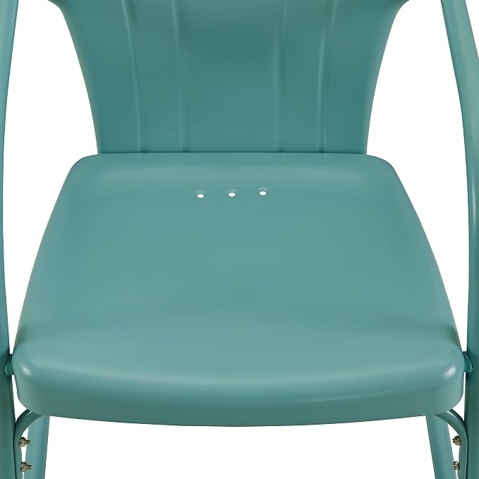 Crosley Furniture Tulip 5-Piece Outdoor Dining Set for 4, Retro Metal Round Patio Table and Chairs for Deck, Pastel Blue Satin