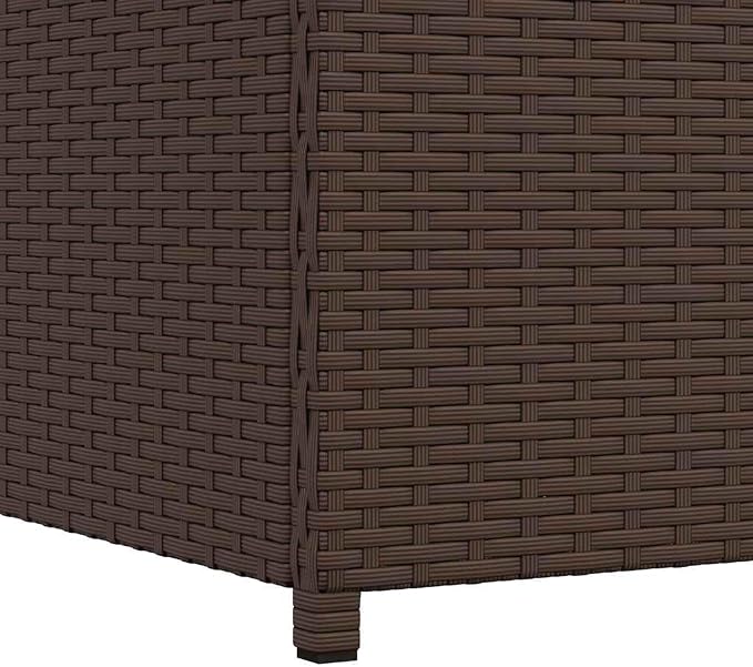 Patio Storage Box Brown Poly Rattan Weather Resistant Resin Wicker Chest Outdoor Deck Cushion Container with Lid 47.2"x19.7"x23.6" for Garden Backyard Porch Seat