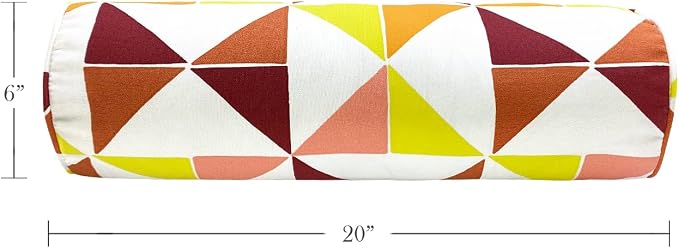 Outdoor Waterproof Decorative Bolster Pillows with Inserts for Patio Furniture, 20x6 Inch Fade Resistant Patio Garden Neck Roll Cushions for Couch Bed Sofa, Triangular Multi