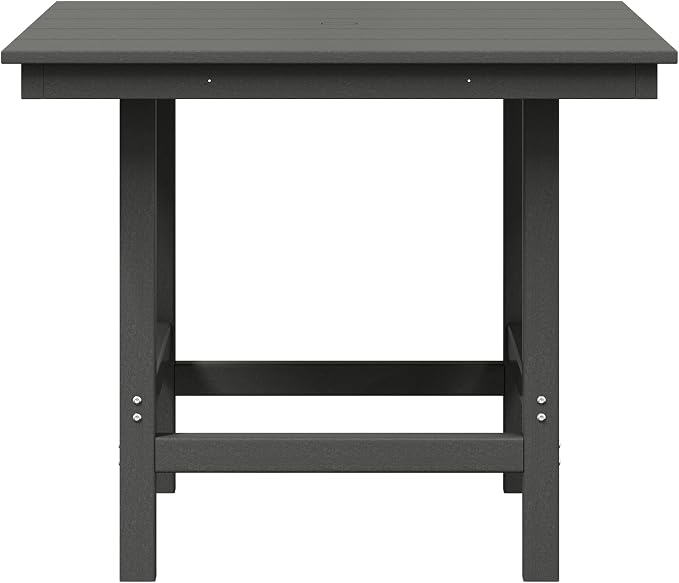 WestinTrends Ashore Outdoor HDPE 36" Square Patio Dining Table with Umbrella Hole, Gray