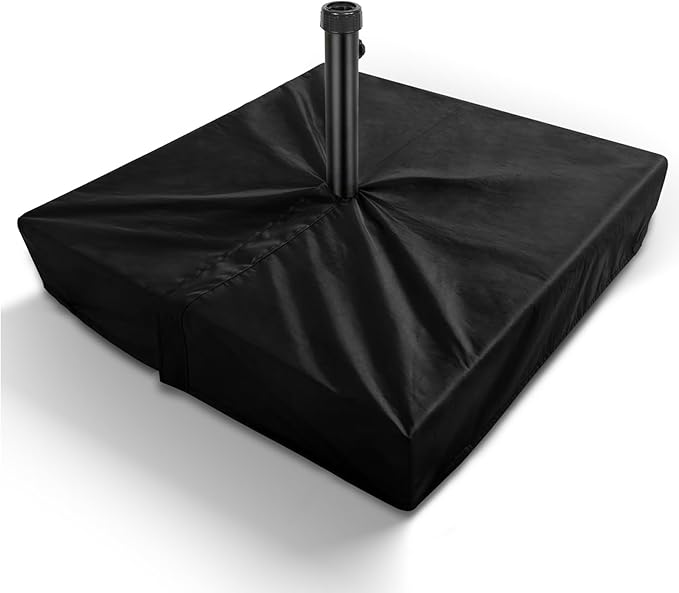 Patio Umbrella Base Cover Heavy Duty Polyester Weather-Resistant Waterproof Outdoor Offset Umbrella Stand Base Covers 36"L x 36"W x 8.5"H Anti-UV Anti-Fade Outdoor Umbrella Base Cover Square (Black)