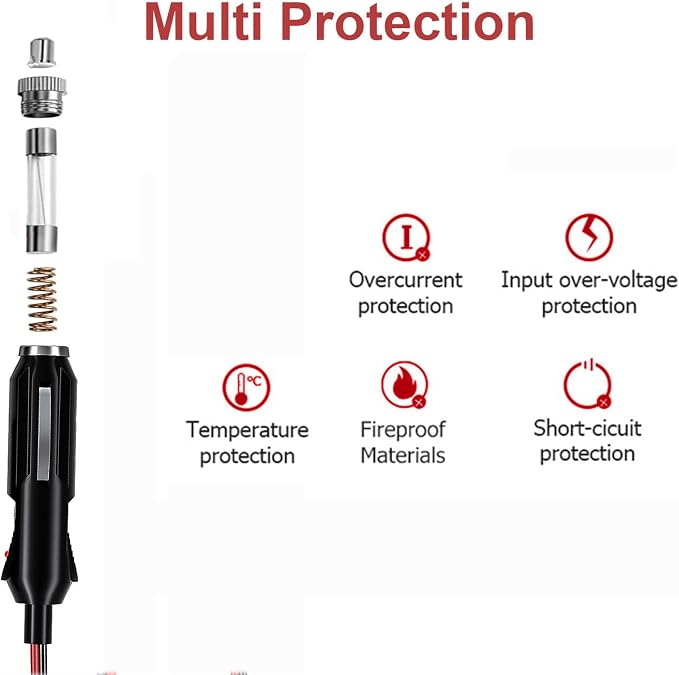 Cigarette Lighter Male Plug Adapter Inverter Cable Power Supply Cord Heavy Duty 12V/24V 5FT/1.5M 14AWG for Car Inverter,Air Pump, Electric Cup, Tire Inflator DIY (14 AWG, 5FT)