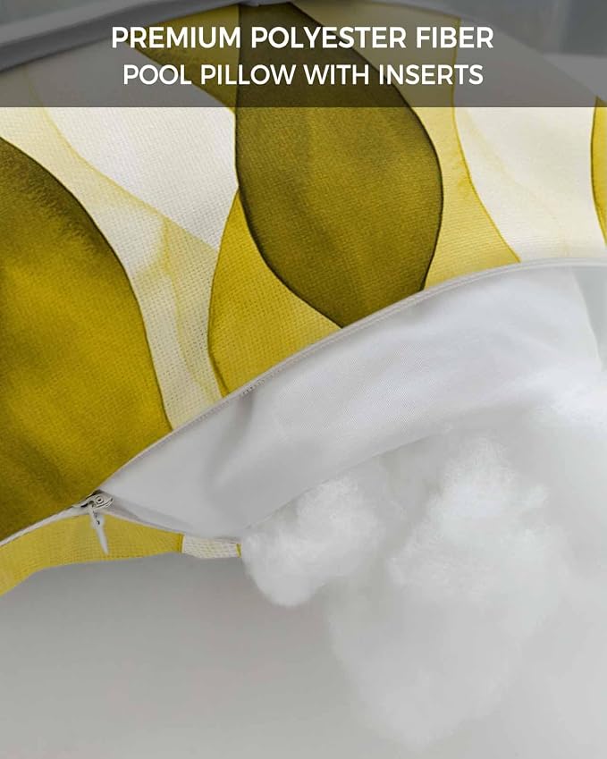 Outdoor Pillow for Chaise Lounge Chair Yellow Gradient Ripples Outdoor Pillows Waterproof with Adjustable Strap Headrest Lumbar Pillows for Garden Patio Furniture 1 Pack 12" x 20"