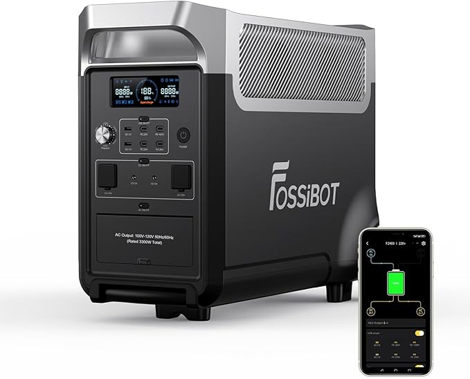 FOSSiBOT F3600 Portable Power Station, 5x120V AC Output 3600W/3840Wh LiFePO4 Battery Expandable to 11520Wh, Electrical Solar Generator for Garage, Home, Off-Grid Living, Camping, RVs
