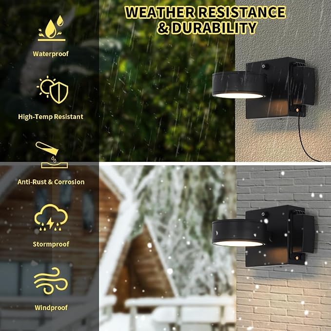 Porch Lights with GFCI Outlet, Dusk to Dawn Outdoor Wall Light with Outlet, LED Aluminum Exterior Light Fixture Waterproof, Outside Lights for House, Front, Door, Patio, Garage