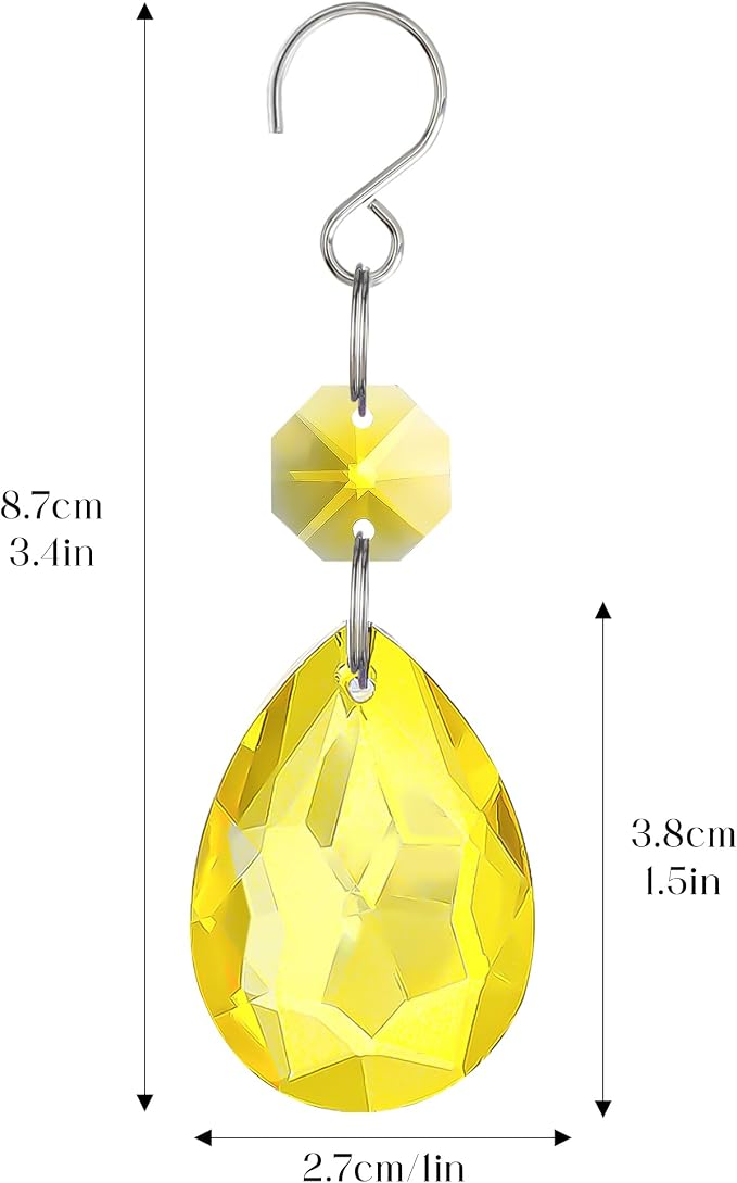 10pcs Yellow Bauhinia Crystal Suncatcher Chandelier Prisms Decor | K9 Crystal Glass Bauhinia Prisms 3 Inch with Hooks Window Wedding Party Chandelier DIY Decor Rainbow Maker Gift for Women Mom