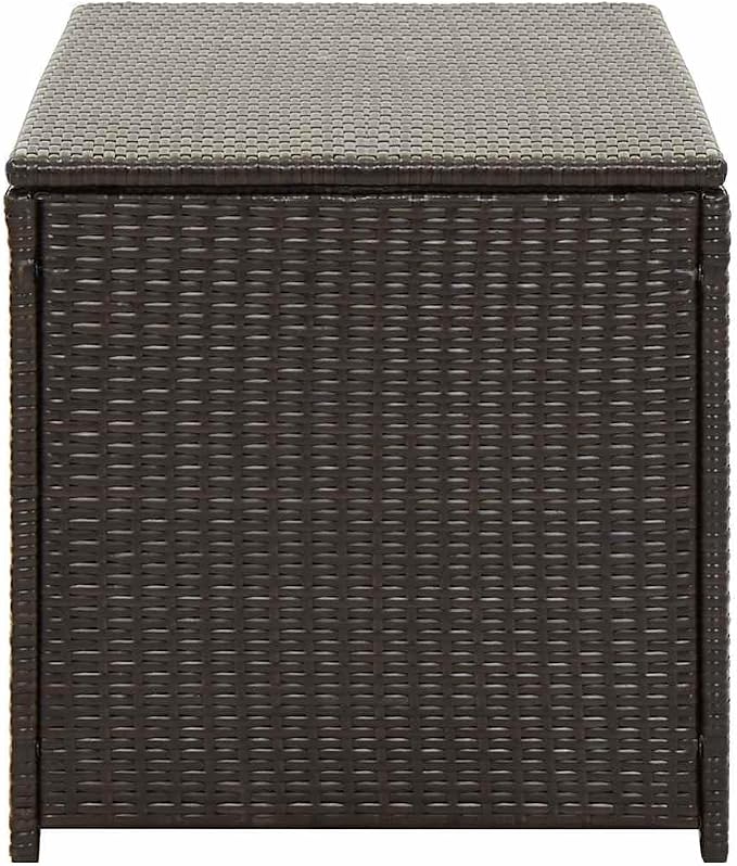 Patio Storage Box Outdoor Resin Wicker Chest 39.3"x19.6"x19.6" Brown Poly Rattan with Lockable Lid and Moisture Resistant PE Liner for Garden Deck Cushions and Backyard Organization