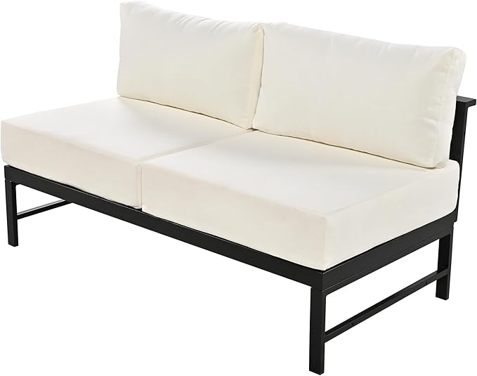 JIVOIT Multi-Person Outdoor Sofa Set, U-Shaped Aluminum Outdoor Sofa Set with Thick Cushions and Backrests, Modular Patio Sofa Set for Gardens, Backyards, and Balconies (White * 069)