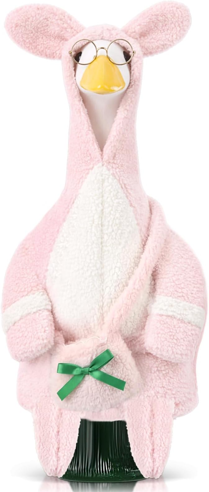 Easter Porch Goose Outfit, Bunny Goose Clothes Spring Lawn Porch Costume Fit 23" High Cement Plastic Gooses Statue for Easter Party Outdoor Patio Yard Decor