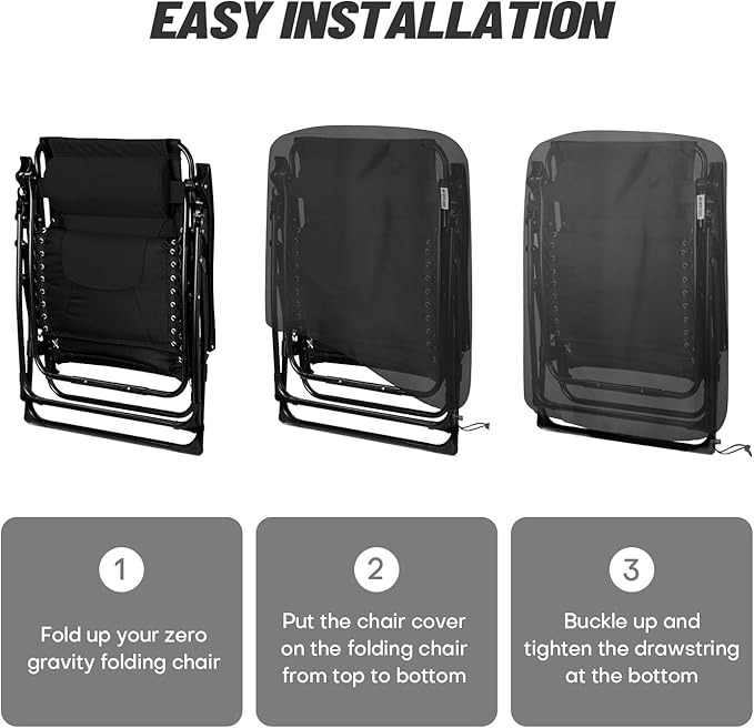 Outdoor Zero Gravity Folding Chair Cover 420D Waterproof Folding Lawn Lounger Recliner Chair Covers Patio Furniture Covers 28 x 43 Inch