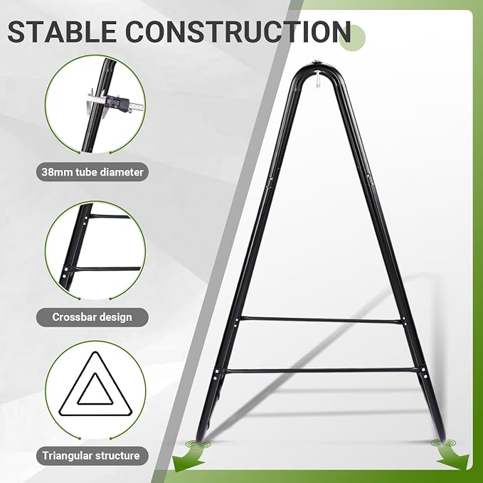 Premium Hammock Stand, Heavy Duty Steel Frame with Waterproof Coating, 600lb Capacity Outdoor Hanging Stand, Non-Slip Base for Secure Placement on Patio, Garden or Balcony