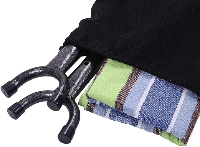 103 Inch Portable Hammock with Stand Included, Heavy Duty Steel Frame with Comfortable Polyester Striped Swing Bed, Carrying Bag for Patio, Garden, Backyard, Indoor & Outdoor (Style B)