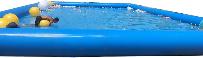 INTBUYING Inflatable Water Pool 23x23x1.8ft PVC Inflatable Swimming Pool for Play Water Walking Ball Wading Pool with 800W Blower for Family Summer Outdoor Garden Water Play