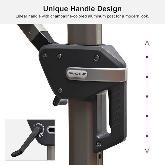 PURPLE LEAF Patio Umbrella with Base Included, 10‘×13’ Outdoor Aluminum Cantilever Umbrella with 360° Rotation, Aluminum Large Offset Umbrella for Outdoor Garden Pool, Grey