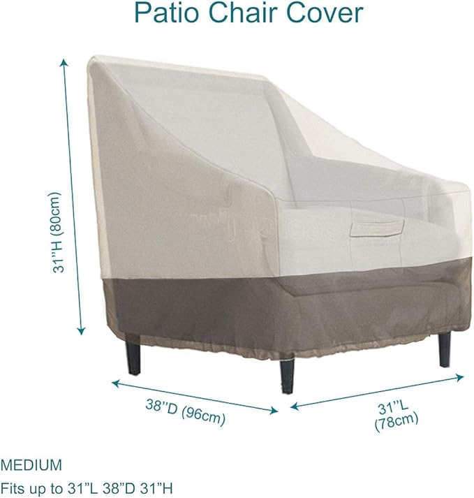 PHI VILLA Patio Chair Covers Set of 2, Outdoor Furniture Cover Waterproof & Heavy Duty Deep Seating Lounge Chair Cover for Deck Lawn Garden, Medium, W31 x D38 x H31
