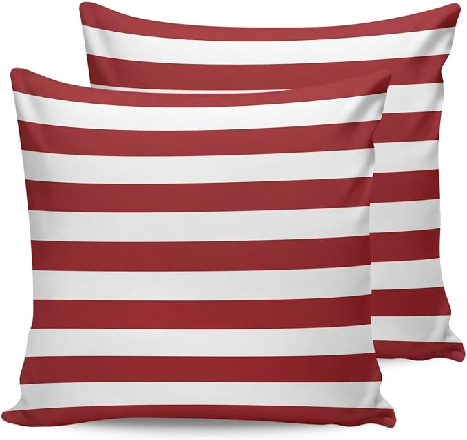 Outdoor Waterproof Pillow Covers for Patio Furniture Merry Christmas Decorative Throw Pillow Cover Red And White Stripes Pillowcases Set of 2 Cushion Case for Sofa Couch Chair Home Decor 26 x 26 In