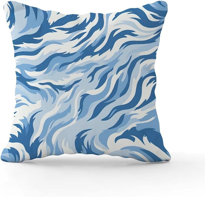 Pillow Cover Blue Tiger Print Throw Pillow Covers Rustic Animal Tiger Print Pillow Cover Accent Decorative Cushion Cases Home Decor for Patio Funiture Garden 18x18 in
