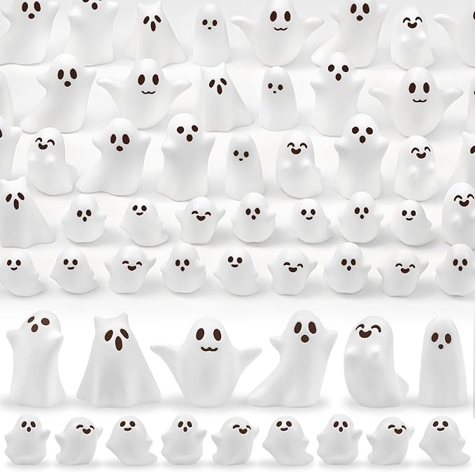 40 Pcs Halloween Mini Resin Ghosts Tiny Little White Ghost Figures | Halloween Miniature Figurines, Party Tabletop Garden Micro Landscape Decoration