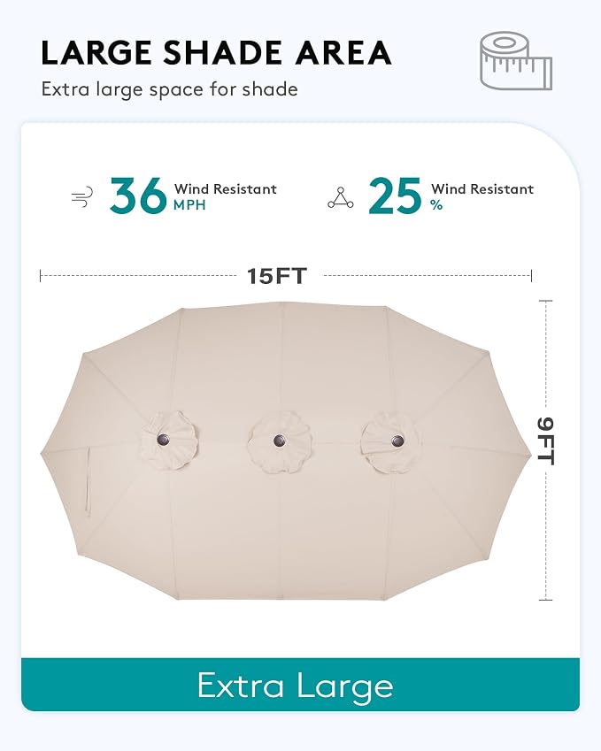 SERWALL HDPE Outdoor Couch with Coffee Table & Side Table & 15FT Umbrella