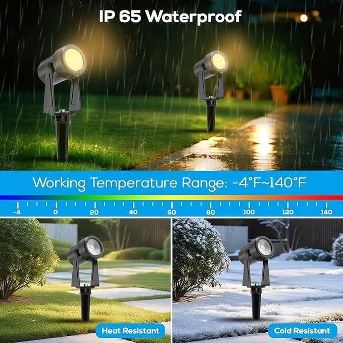 ZYAN Landscape Spotlights with Sensor, 5 Lighting Modes Dimmable Timer Auto On Off, Low Voltage Outdoor IP65 Waterproof for Patio Yard Garden Pathway, Warm White 12 Pack(6 Pack×2)