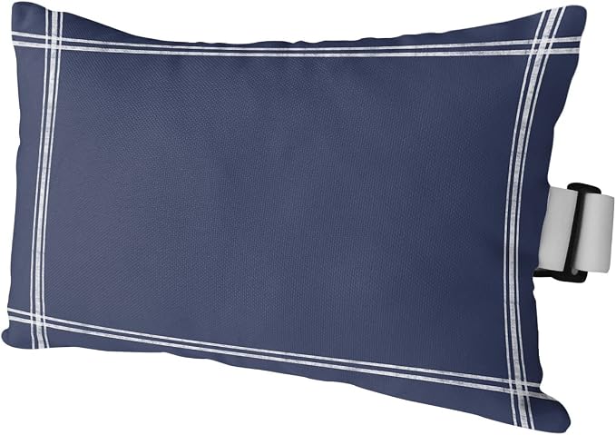 Outdoor Pillows Covers with Inserts Solid Color Blue Waterproof Recliner Pillow with Adjustable Strap Throw Pillows for Patio Furniture Pool Lounge Chair, 11x16 inch, 1PCS