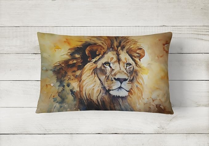 Caroline's Treasures DAC2950PW1216 Lion Throw Pillow Machine Washable, Indoor Outdoor Decorative Pillow for Couch, Bed or Patio, 12HX16W