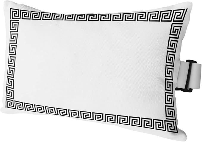 Outdoor Pillows Covers with Inserts White Traditional Greek Key Meander Border Square Geometric Waterproof Pillow with Adjustable Strap Throw Pillows for Patio Furniture Lounge Chair, 12x20 Inch, 1PCS