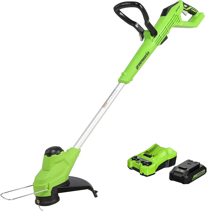 Greenworks 24V 12” TORQDRIVE String Trimmer, 0.065" Trimmer Line, 2Ah USB Battery and Charger