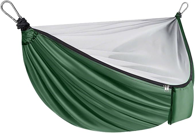 YSUEFIJO Travel Hammock with Mosquito Net, Hanging Hammock for Outdoor Adventures, Camping Hammock Perfect for Backpacking Or Patio, Foldable and Lightweight, Supports 250kg