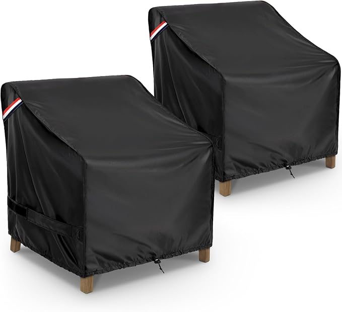 KylinLucky Waterproof Patio Chair Covers 2 Pack 38Wx31Dx29H Inches, All Weather Heavy Duty Outdoor Furniture Covers Black
