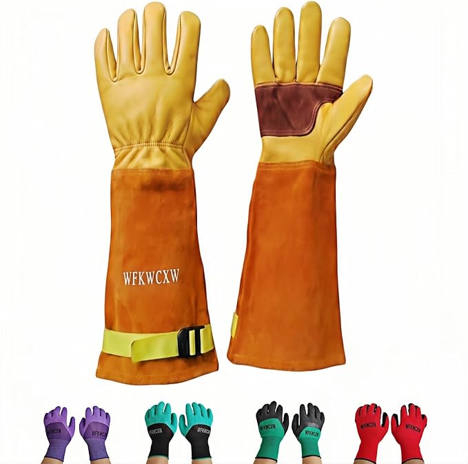 Cow Leather Gardening Gloves, Adjustable&Thorn Proof,Cactus Handling,Rose Pruning,Gardening Gifts For Women/Men