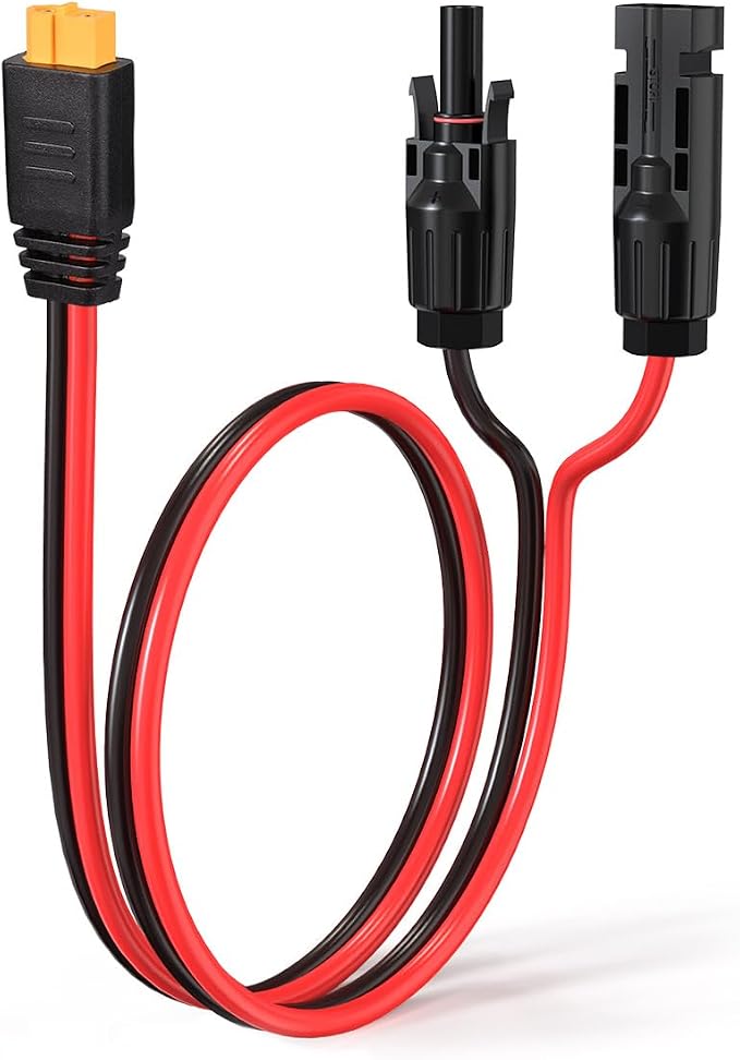 ELFCULB 10AWG Solar to XT60 Charging Cable Solar Panel Extension Cable for Portable Power Station River 600 Solar Generator Battery Pack(2FT)