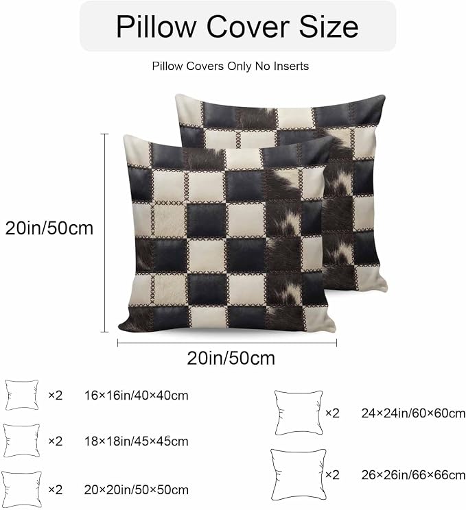 Beige Black Animal Printed Outdoor Pillow Covers 16x16 Inch Throw Pillow Covers Set of 2 Waterproof Decorative Pillow Cases Modern Fur Checkered Cushion Covers for Patio Furniture Garden Couch Sofa