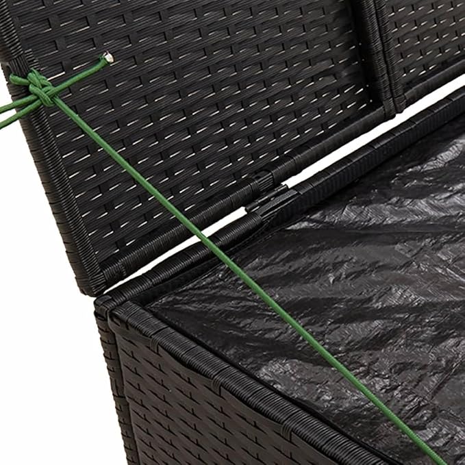 Outdoor Garden Storage Box Black 76.9 Gal Waterproof PE Rattan with Removable Bag for Patio Furniture Cushions Pillows Blankets 31.5 x 29.5 x 23.2 Inches