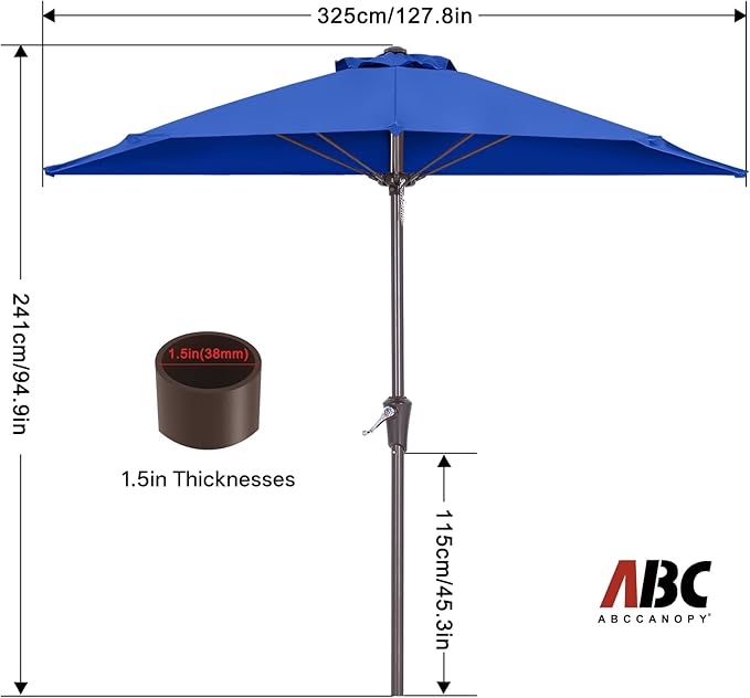 ABCCANOPY Patio Umbrella 11FT - Outdoor Half Umbrellas for Patio, Backyard, Garden, Deck (Blue)