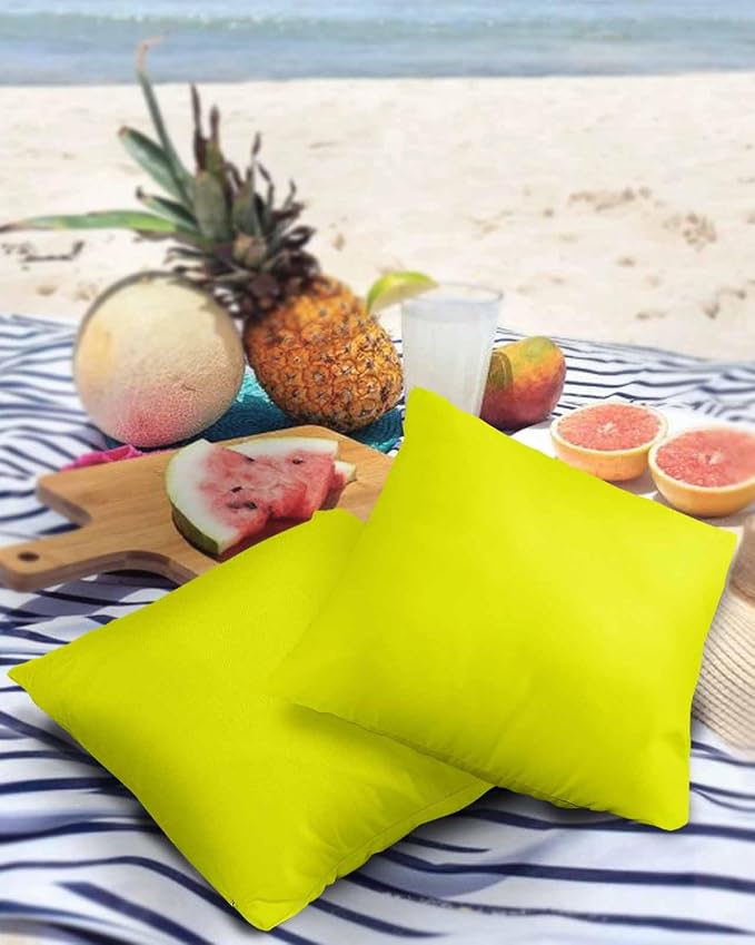 Outdoor Waterproof Throw Pillow Covers Set of 2 Lemon Yellow Pillowcases 18x18 Inches Gradient Gradual Color Patio Decorative Pillows Cushion Case Patio Pillows for Couch Bed Chair Garden