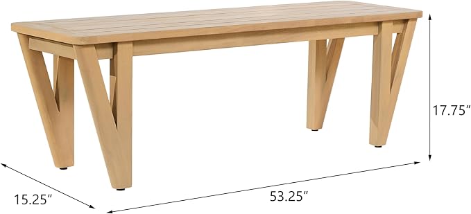 Christopher Knight Home Della Acacia Wood Dining Table Set for 6, 6 Piece Outdoor Dining Set with 70.75" Dinner Table, Bench and Armless Chairs, Patio Furniture Set for Dinner, Light Teak+Light Grey