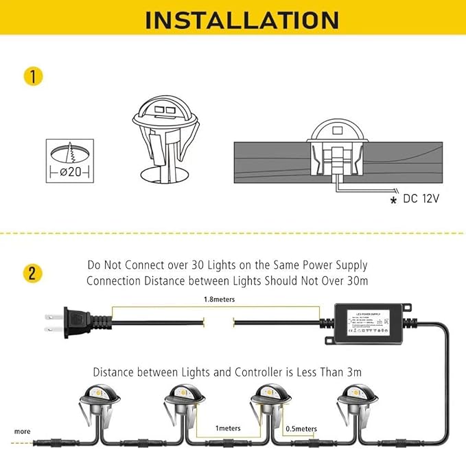 LED Step Lights Low Voltage IP65 Waterproof Recessed LED Deck Lighting,Half Moon F1.38 Yard Garden Patio Step Landscape Pathway Decor Lamps(10pcs/Warm White)