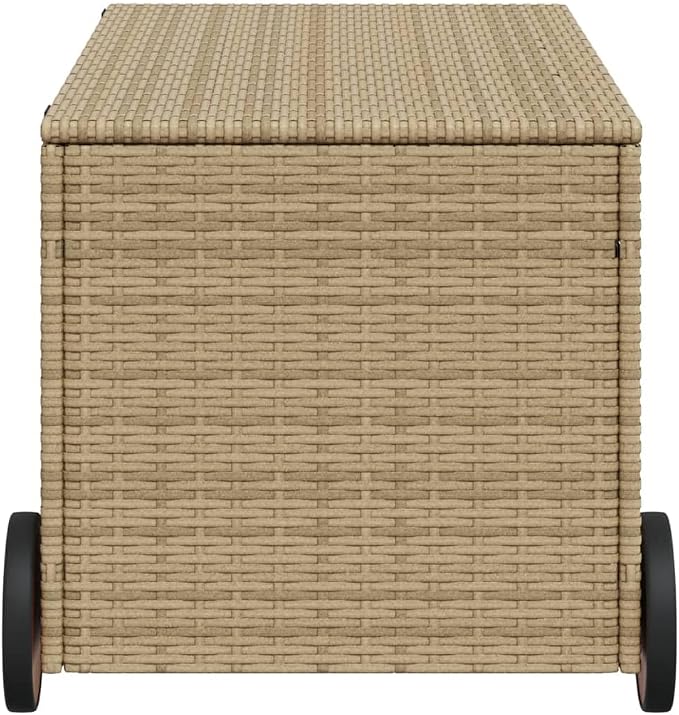 Outdoor Garden Storage Box, 190L Large Deck Box with Wheels, Weather-Resistant PE Rattan Container for Patio, Balcony, Backyard, Garden Tools and Cushions Organizer