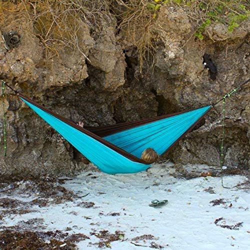 Vivere Double Parachute Camping Hammock, Includes Stuff-Sack (Chocolate/Turquoise)