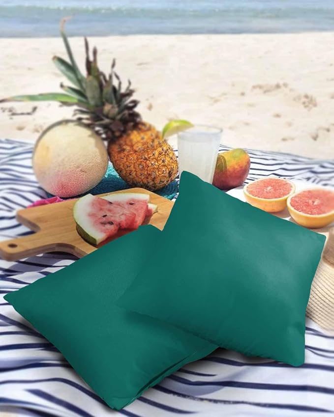 Outdoor Waterproof Throw Pillow Covers Set of 2 Green Pillowcases 26x26 Inches Solid Green Color Patio Decorative Pillows Cushion Case Patio Pillows for Couch Bed Chair Garden