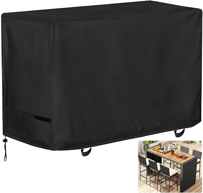 Oslimea Outdoor Bar Height Dining Set Cover, Heavy Duty Waterproof Patio Bar Height Table and Chair Cover for Rectangular 74"L Tall High Furniture Set, 74"L x 38.5"W x 41"H