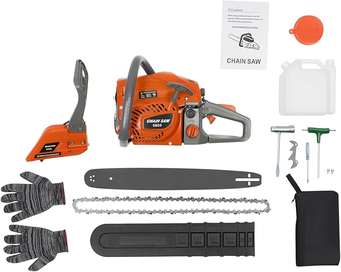 20Inch Gas chainsaw 58CC Power Chain Saw Weed Eater Gas Powered Lawn Mowers Clearance for Tree Pruning Farm Ranch Wood Cutting and Garden Tools (20inch 58cc Orange)
