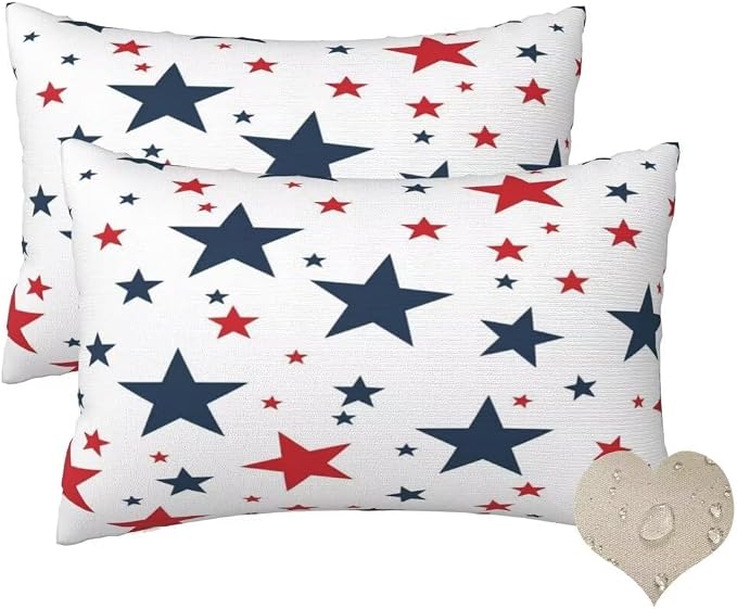 Outdoor Pillows Waterproof Set of 2 Outdoor Pillow Covers 16x24 Inch, Light Throw Pillows Stars Pillow Covers, Summer Garden Decorative Pillows Outdoor Pillows for Patio Furniture Car Home Decor-hs348